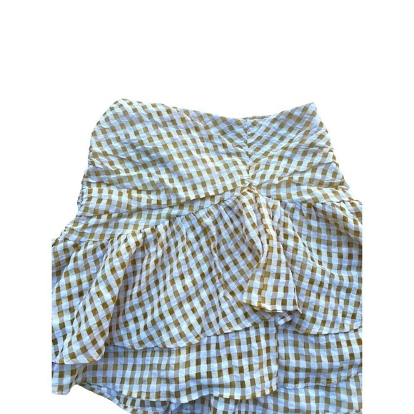 H&M | Women's Gold & White Gingham | Pleated | Layered | Mini Skirt | Size:4 - Picture 2 of 13